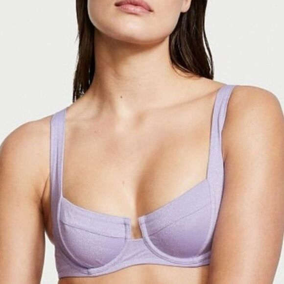 RARE❤️🔥Victoria Secret bikini top lace up tie in back Luxe Lavender - Picture 3 of 4